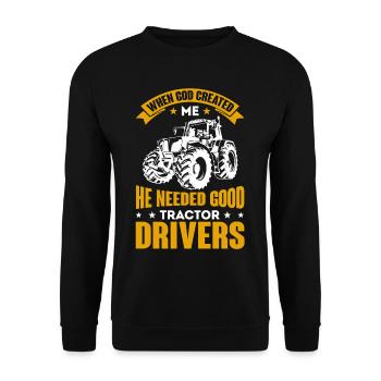 Farmer & Farmer Tractor Trecker Love Gift - Unisex Sweatshirt - black - Front - Alina (178cm) & Michal (187cm)