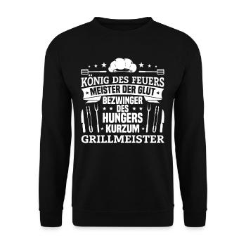 Männer BBQ & Grill Fleisch Grillen Geschenk - Unisex Pullover - Schwarz - Vorne - Alina (178cm) & Michal (187cm)