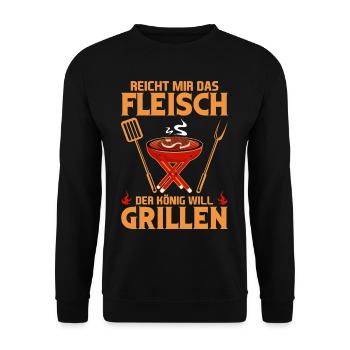 Männer BBQ & Grill Fleisch Grillen Geschenk - Unisex Pullover - Schwarz - Vorne - Alina (178cm) & Michal (187cm)
