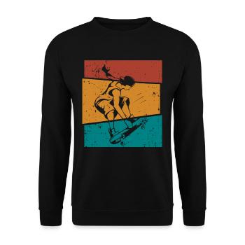 Retro Skater Cool Skateboard Boys Gift - Unisex Sweatshirt - black - Front - Alina (178cm) & Michal (187cm)