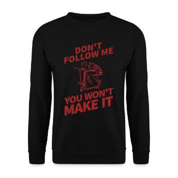 Cooles Stunt Scooter Tretroller Skater Geschenk - Unisex Pullover - Schwarz - Vorne - Alina (178cm) & Michal (187cm)