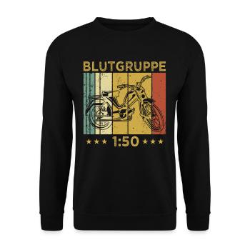 Mofa Vintage Geschenk 2 Takter Mokick Moped - Unisex Pullover - Schwarz - Vorne - Alina (178cm) & Michal (187cm)