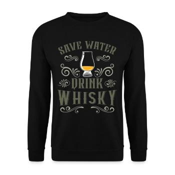 Whiskey Liebhaber Geschenk Für Whisky Trinker - Unisex Pullover - Schwarz - Vorne - Alina (178cm) & Michal (187cm)