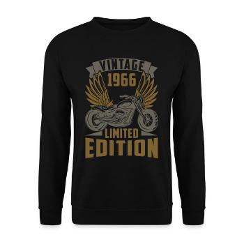 Motorradfahrer Motorrad Biker Geboren 1966 - Unisex Pullover - Schwarz - Vorne - Alina (178cm) & Michal (187cm)