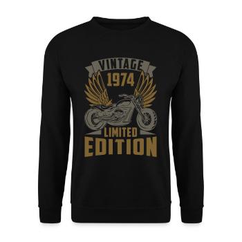 Motorradfahrer Motorrad Biker Geboren 1974 - Unisex Pullover - Schwarz - Vorne - Alina (178cm) & Michal (187cm)