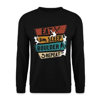Bouldering Kletterer Geschenke Boulder Kletter - Unisex Pullover - Schwarz - Vorne - Alina (178cm) & Michal (187cm)