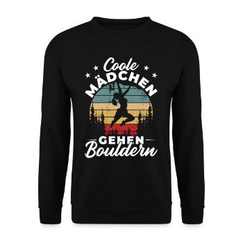 Bouldering Kletterer Geschenke Boulder Kletter - Unisex Pullover - Schwarz - Vorne - Alina (178cm) & Michal (187cm)