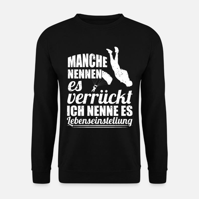 Fallschirm Sport Flugzeug Sprung Fallschirmspringe - Unisex Pullover - Schwarz