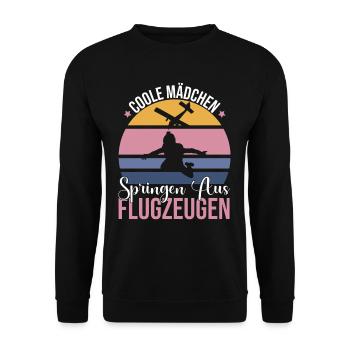 Fallschirm Sport Sprung Fallschirmspringer - Unisex Pullover - Schwarz - Vorne - Alina (178cm) & Michal (187cm)