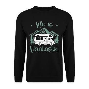 Van Life Camping Camping Freugeist Voyage - Sweat-shirt Unisexe - noir - Devant - Alina (178cm) & Michal (187cm)