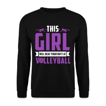 Beach Volley Frauen Volleyball Sport Geschenk - Unisex Pullover - Schwarz - Vorne - Alina (178cm) & Michal (187cm)