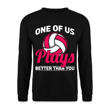 Beach Volley Frauen Volleyball Sport Geschenk - Unisex Pullover - Schwarz - Vorne - Alina (178cm) & Michal (187cm)