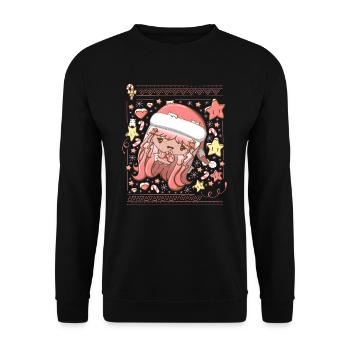 Christmas candy cane bubble head cutie - Unisex Sweatshirt - black - Front - Alina (178cm) & Michal (187cm)