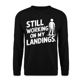 Still Working On My Landing | Funny Broken Leg - Sweat-shirt Unisexe - noir - Devant - Alina (178cm) & Michal (187cm)