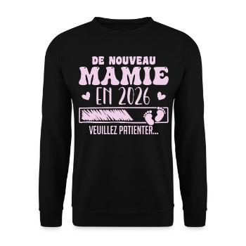 Schwangerschaft Oma Wieder Oma 2026 - Unisex Pullover - Schwarz - Vorne - Alina (178cm) & Michal (187cm)