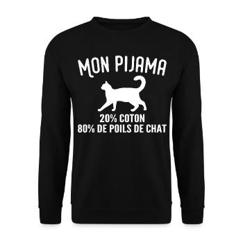 Humorvoller Katzenhaar-Pyjama - Unisex Pullover - Schwarz - Vorne - Alina (178cm) & Michal (187cm)