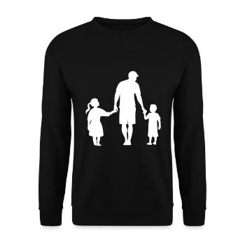 Vater Tochter Sohn 2 Kinder - Unisex Pullover - Schwarz - Vorne - Alina (178cm) & Michal (187cm)