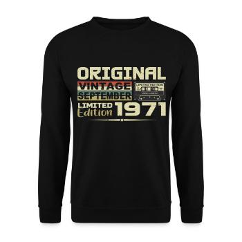 1971 - Die Legenden werden im September 1971 geboren - Unisex Pullover - Schwarz - Vorne - Alina (178cm) & Michal (187cm)