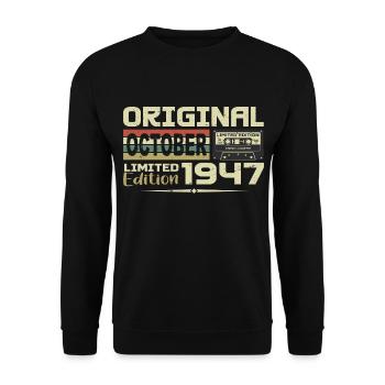 Anniversaire Octobre 1947 Original | Octobre 1947 - Sweat-shirt Unisexe - noir - Devant - Alina (178cm) & Michal (187cm)