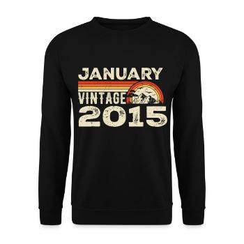 Januar 2015 Jahrgang Jubiläum 2015, Jahrgang 2015 - Unisex Pullover - Schwarz - Vorne - Alina (178cm) & Michal (187cm)