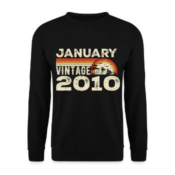 Janvier 2010 Vintage Anniversaire 2010, Né en 2010 - Sweat-shirt Unisexe - noir - Devant - Alina (178cm) & Michal (187cm)
