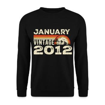 January 2012 Vintage Birthday 2012, Born in 2012 - Unisex Sweatshirt - black - Front - Alina (178cm) & Michal (187cm)