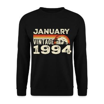 Januar 1994 Jahrgang Geburtstag 1994, Jahrgang 1994 - Unisex Pullover - Schwarz - Vorne - Alina (178cm) & Michal (187cm)
