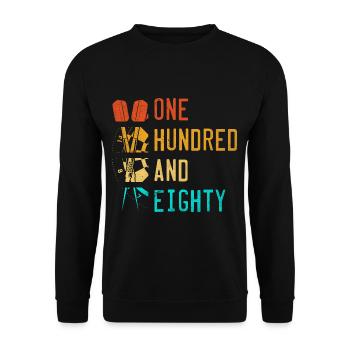Dart Triple 20 Dartcheibe 180 Einhundertachtzig - Unisex Pullover - Schwarz - Vorne - Alina (178cm) & Michal (187cm)