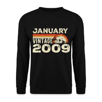 January 2009 Vintage Birthday 2009, Born in 2009 - Unisex Sweatshirt - black - Front - Alina (178cm) & Michal (187cm)