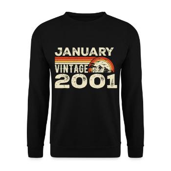 January 2001 Vintage Birthday 2001, Born in 2001 - Unisex Sweatshirt - black - Front - Alina (178cm) & Michal (187cm)