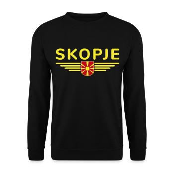 Skopje Design – Für Mazedonien Fans - Unisex Pullover - Schwarz - Vorne - Alina (178cm) & Michal (187cm)