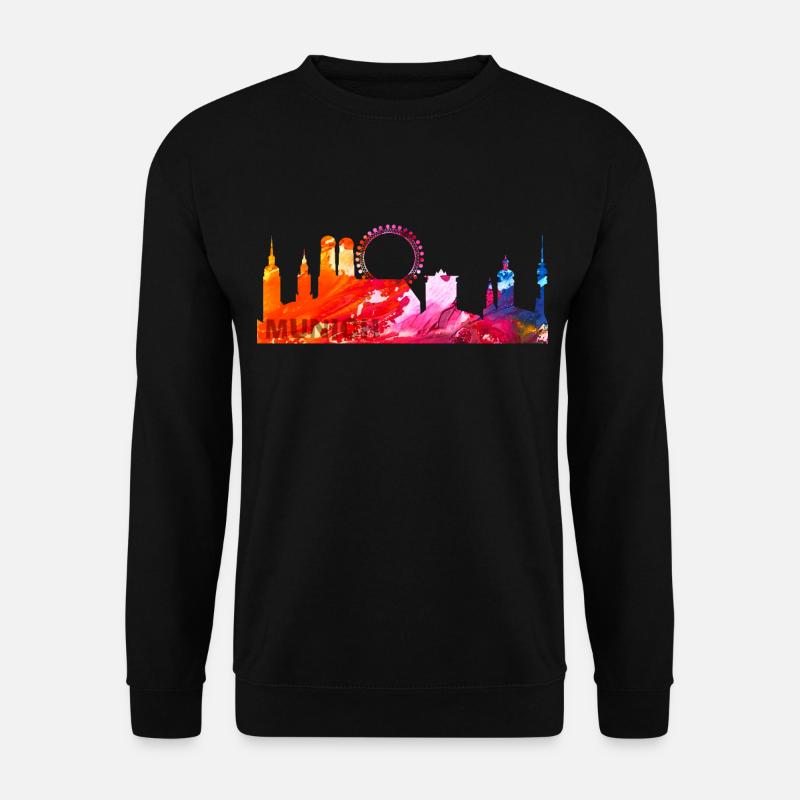Munich, Munich Skyline, Bavière, Allemagne - Sweat-shirt Unisexe - noir