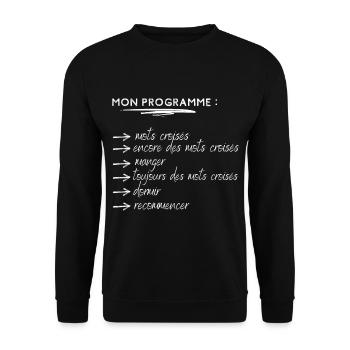 Cadeau mots croisés fléchés humour fan drôle - Sweat-shirt Unisexe - noir - Devant - Alina (178cm) & Michal (187cm)