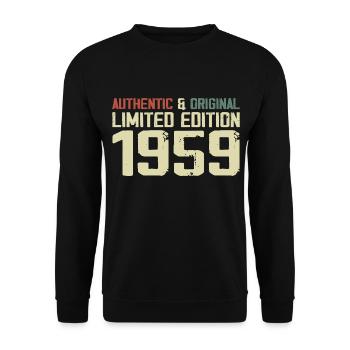 1959 Geburtstagsgeschenk 1959 Jahrgang 1959 Retro - Unisex Pullover - Schwarz - Vorne - Alina (178cm) & Michal (187cm)