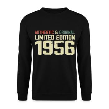 1956 Geburtstagsgeschenk 1956 Jahrgang 1956 Retro - Unisex Pullover - Schwarz - Vorne - Alina (178cm) & Michal (187cm)