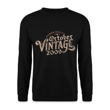 October Birthday Gift | Born in October 2009 - Unisex Sweatshirt - black - Front - Alina (178cm) & Michal (187cm)