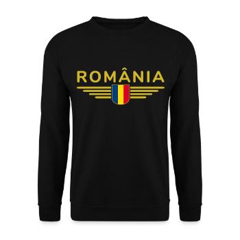 Bukarest T Shirt für Rumänien Fans Outfit - Unisex Pullover - Schwarz - Vorne - Alina (178cm) & Michal (187cm)