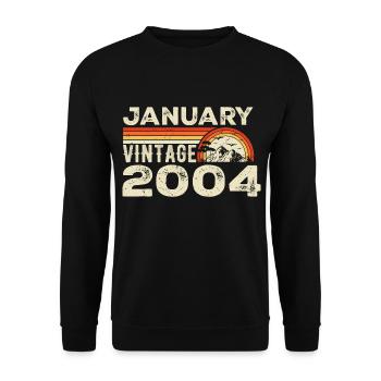 Janvier 2004 Vintage Anniversaire 2004, Né en 2004 - Sweat-shirt Unisexe - noir - Devant - Alina (178cm) & Michal (187cm)