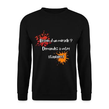 Humour travail stagiaire - Sweat-shirt Unisexe - noir - Devant - Alina (178cm) & Michal (187cm)