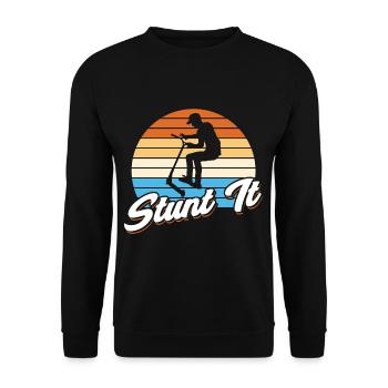Cooles Stunt Scooter Tretroller Skater Geschenk - Unisex Pullover - Schwarz - Vorne - Alina (178cm) & Michal (187cm)