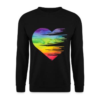 LGBT Stolz Gleichheit Herz Homosexuell Lesbisch - Unisex Pullover - Schwarz - Vorne - Alina (178cm) & Michal (187cm)