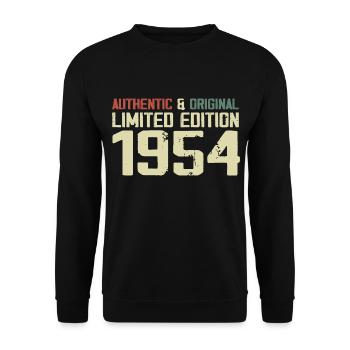 1954 Geburtstagsgeschenk 1954 Jahrgang 1954 Retro - Unisex Pullover - Schwarz - Vorne - Alina (178cm) & Michal (187cm)