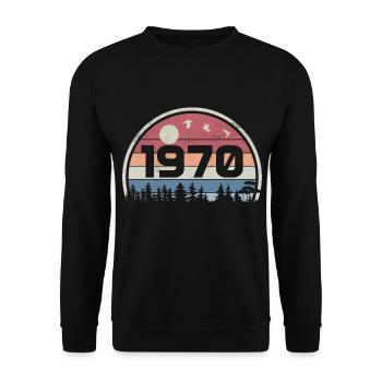 55e Anniversaire 1970 Fête Anniversaire 1970 Rétro - Sweat-shirt Unisexe - noir - Devant - Alina (178cm) & Michal (187cm)