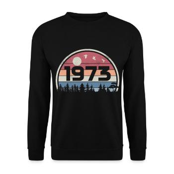 52e Anniversaire 1973 Fête Anniversaire 1973 Rétro - Sweat-shirt Unisexe - noir - Devant - Alina (178cm) & Michal (187cm)