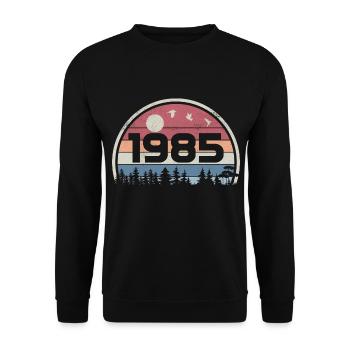 40e Anniversaire 1985 Fête Anniversaire 1985 Rétro - Sweat-shirt Unisexe - noir - Devant - Alina (178cm) & Michal (187cm)
