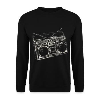 Alte Musik Radio Vintage Hip Hop Bass - Unisex Pullover - Schwarz - Vorne - Alina (178cm) & Michal (187cm)