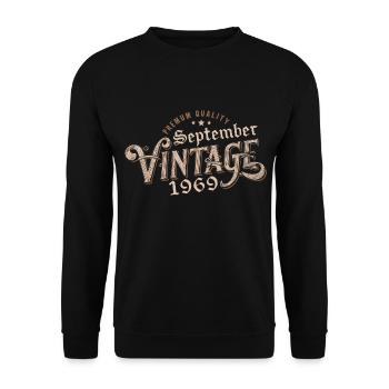 Birthday September 1969 Gift September 1969 - Unisex Sweatshirt - black - Front - Alina (178cm) & Michal (187cm)