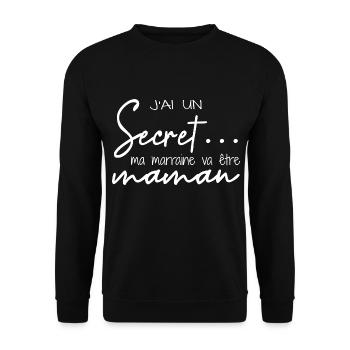 J’ai un secret ma marraine va être maman - Sweat-shirt Unisexe - noir - Devant - Alina (178cm) & Michal (187cm)
