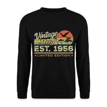 Birthday May 1956, born in May 1956 - May 1956 - Unisex Sweatshirt - black - Front - Alina (178cm) & Michal (187cm)