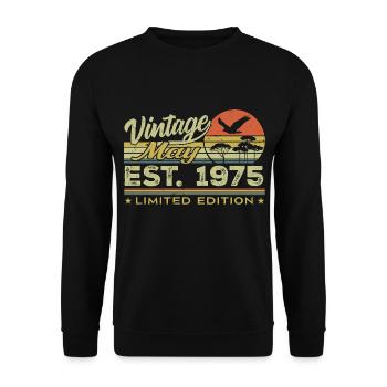 Anniversaire Mai 1975, nés en mai 1975 - May 1975 - Sweat-shirt Unisexe - noir - Devant - Alina (178cm) & Michal (187cm)